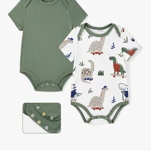 PatPat Dinosaur and Green Baby Bodysuits